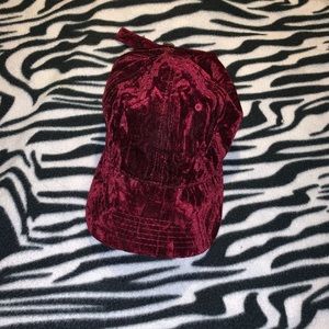 Red/burgundy velvet hat